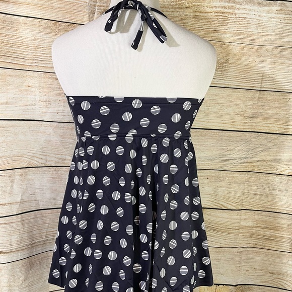 INC polka dot halter tankini top Size 8 navy/blue - Picture 7 of 12